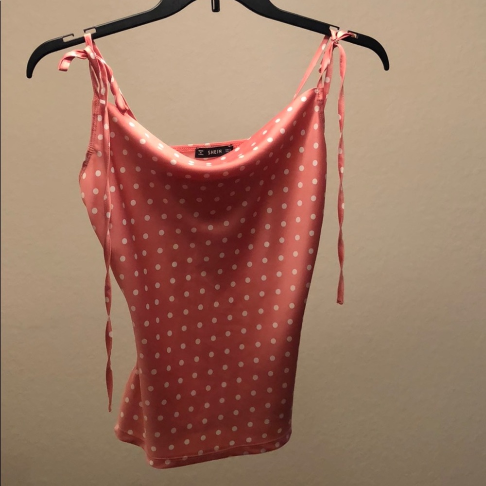 Shein Coral Polka Dot Blouse